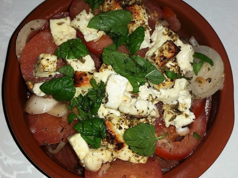 Tomatensalat mit gegrilltem Feta-Käse von nerorose| Chefkoch