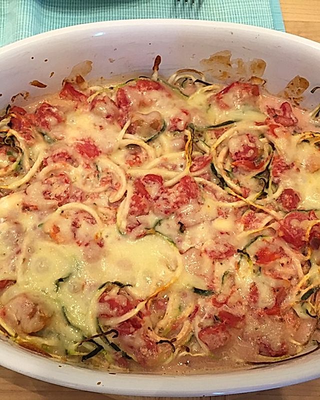 Zucchinispaghetti-Auflauf