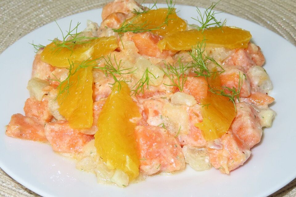 Süßkartoffelsalat mit Fenchel und Orangen