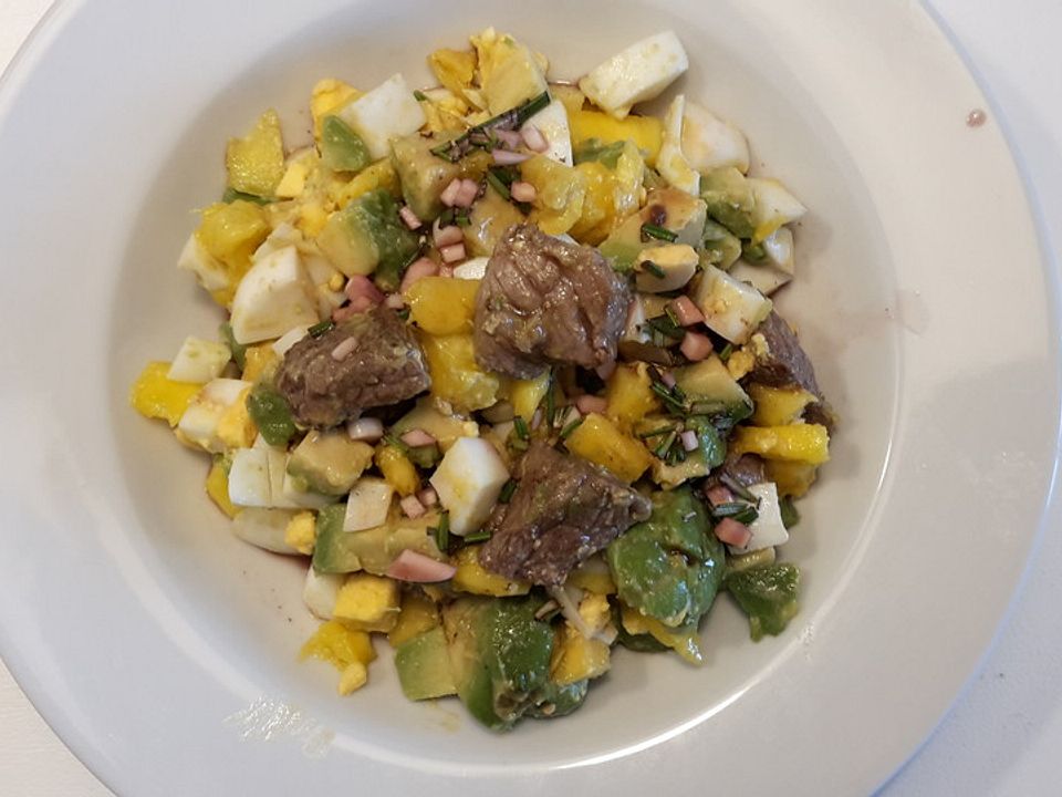 Rindfleisch-Avocado-Mango Salat mit Rotweinsoße| Chefkoch