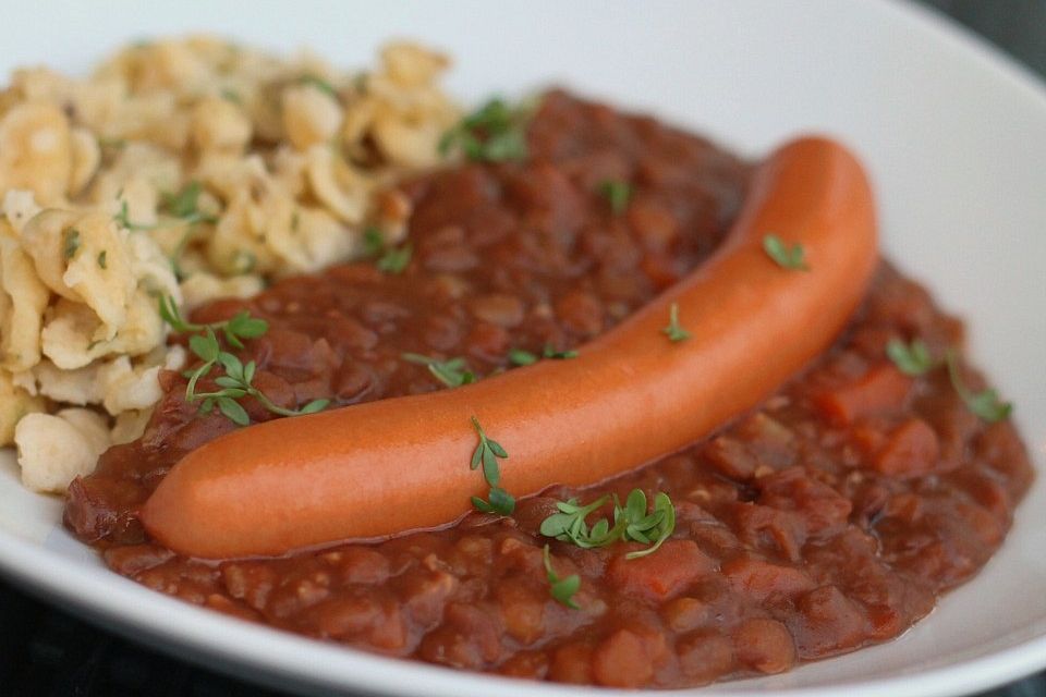 Linsen und Spätzle mit Saiten