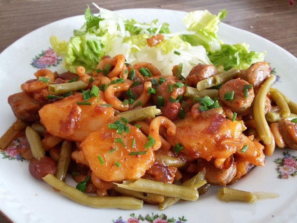Kartoffeln mit Nudeln und Nürnberger Würstle von Anaid55| Chefkoch