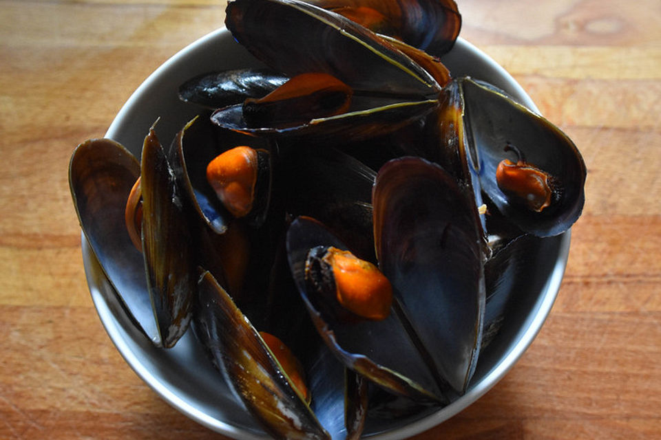 Miesmuscheln in Gemüsebrühe gekocht - Basisrezept