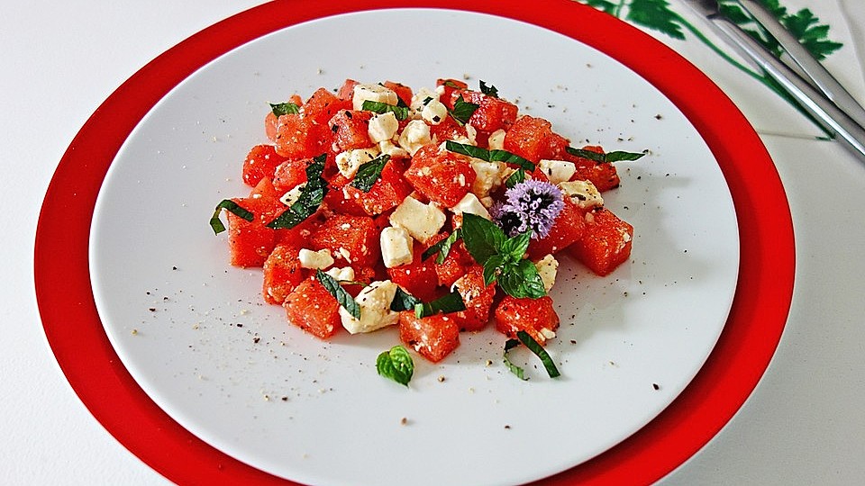 Wassermelonensalat Mit Feta Und Minze Von Hobbykoch Rotfuchs Chefkoch 