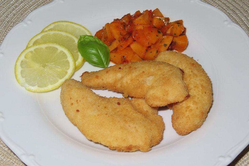 Mini-Schnitzelchen mit fruchtigem Aprikosen-Dip