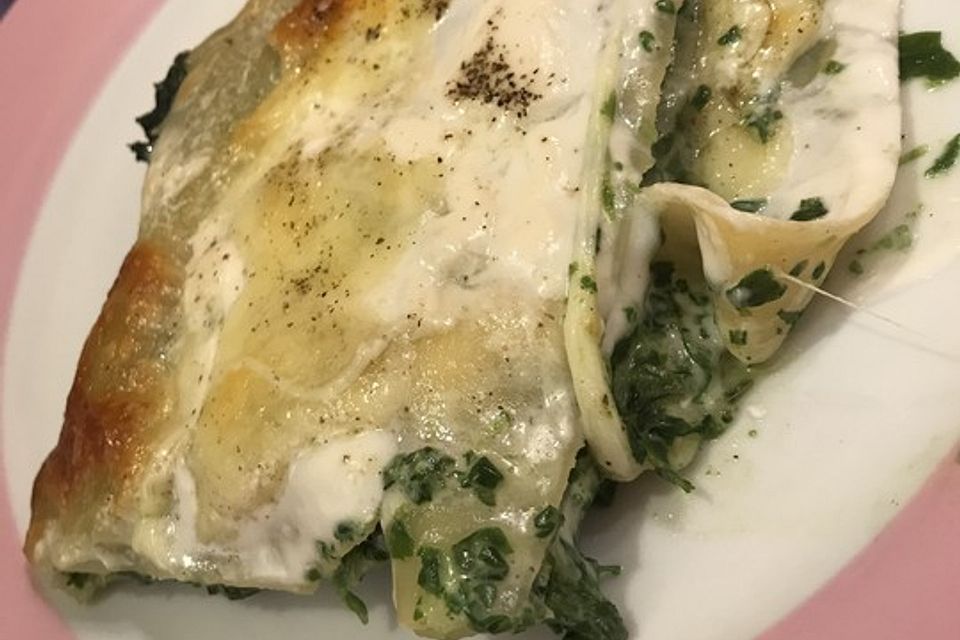 Spinatlasagne mit Mozzarella