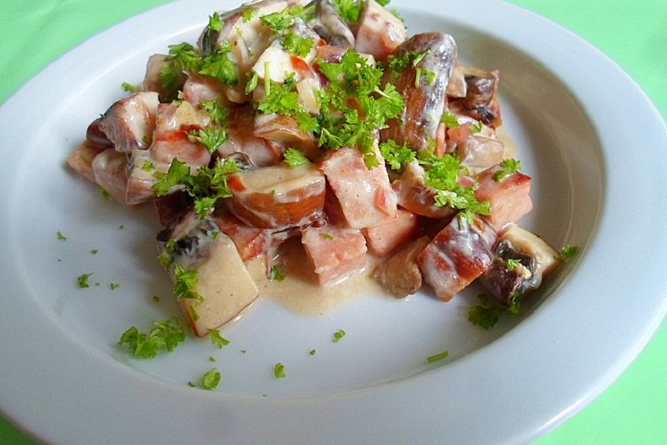 Leberkäse-Champignon-Pfanne