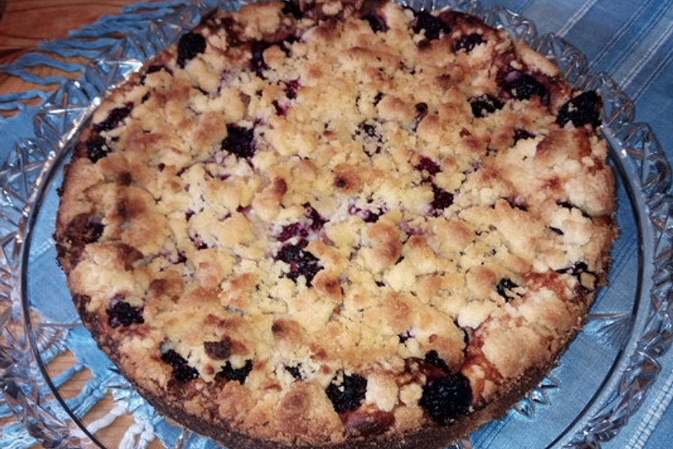 Brombeer-Quark-Kuchen mit Zimtstreuseln