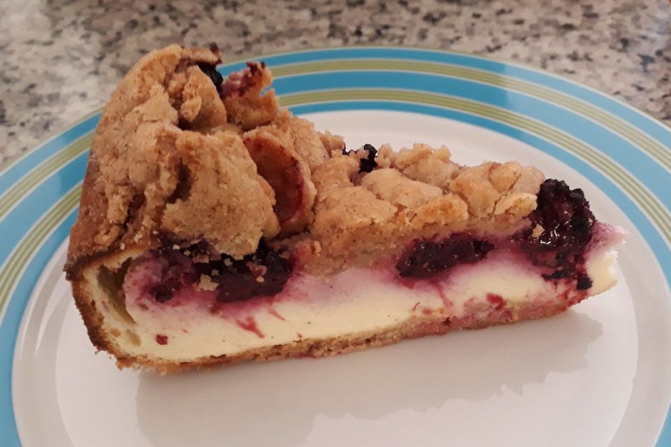 Brombeer-Quark-Kuchen mit Zimtstreuseln