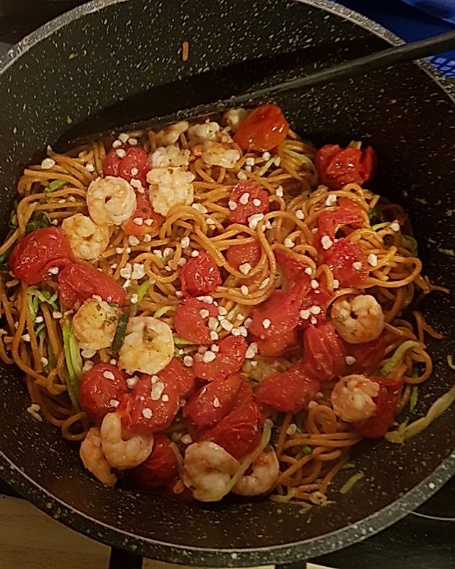 Chili-Knoblauch-Spaghetti mit Garnelen