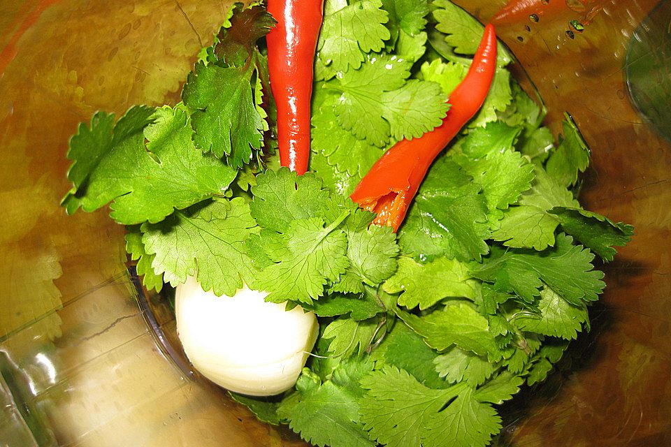 Baked Thai Red Curry Chicken with Coriander Chutney