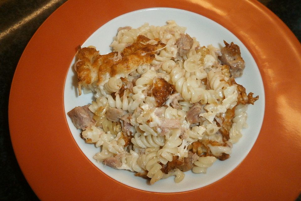 Nudel-Schinken-Gratin