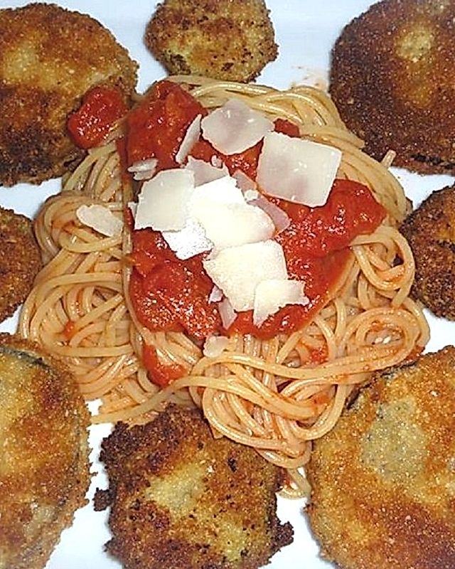 Angis Zucchini-Auberginen-Piccata mit Tomaten-Spaghetti