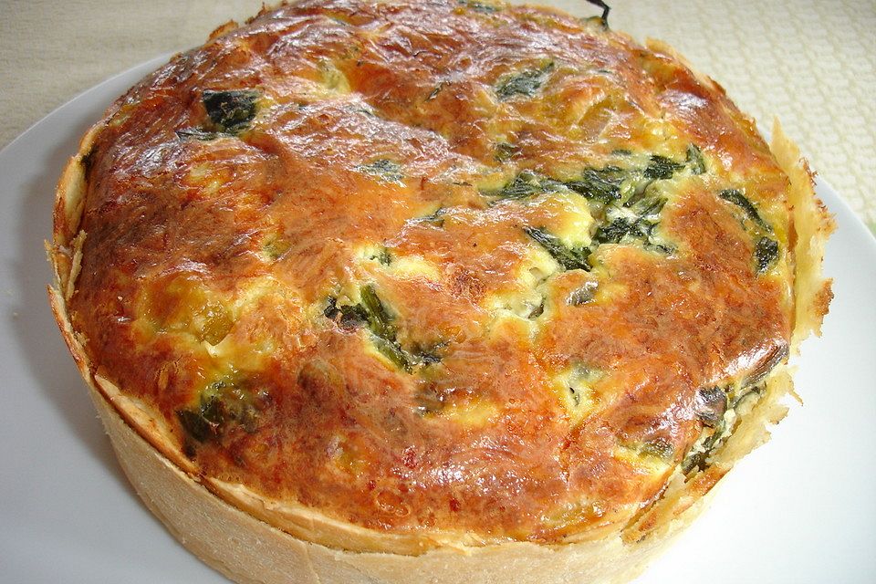 Quiche mit Lachs, Spinat und Kürbis