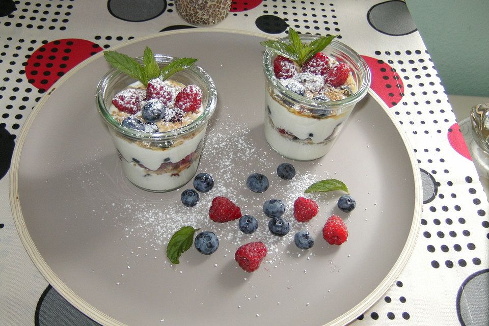 Dianas Müsli-Joghurt-Nachtisch mit frischen Beeren Dianas Müsli-Joghurt-Nachtisch mit frischen Beeren