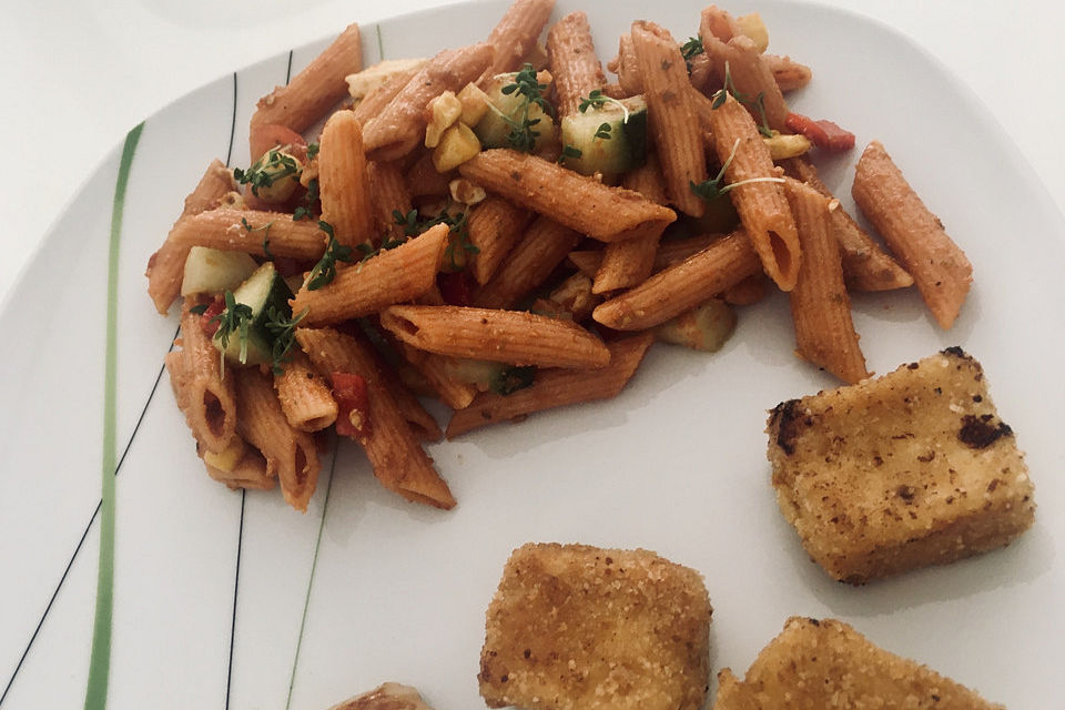 Gebackener Feta auf gemischtem Salat mit Honigdressing