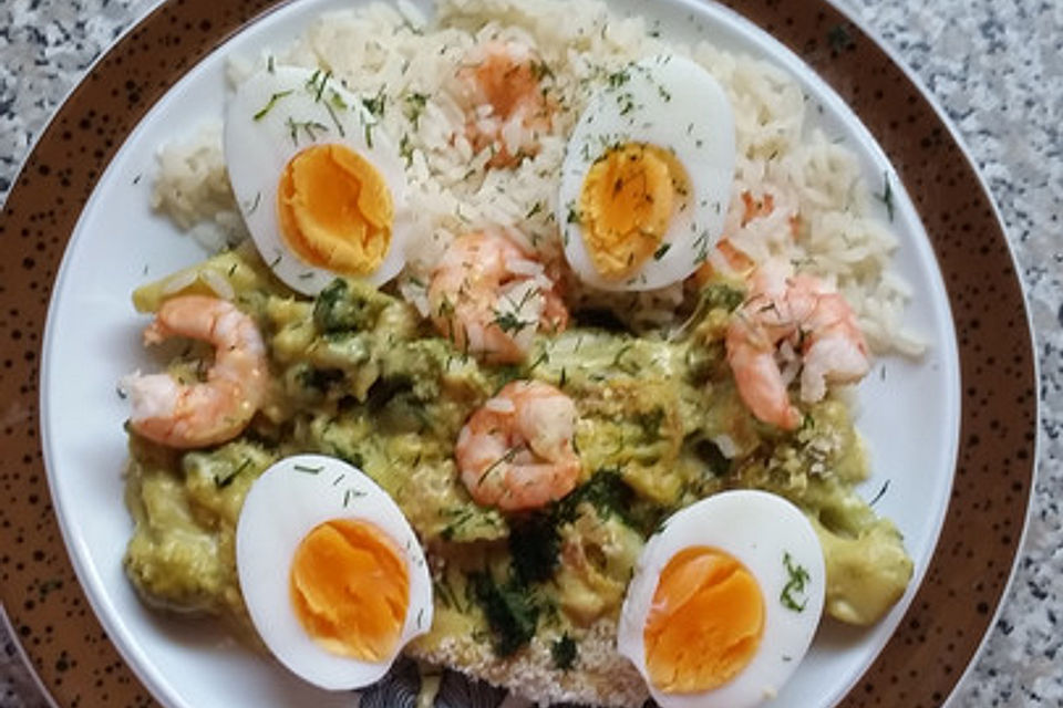 Eier-Brokkoli-Ragout mit Shrimps