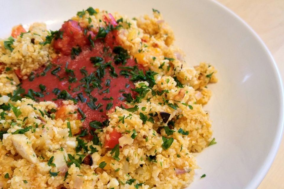 Couscous-Blumenkohl mit Tomatensugo