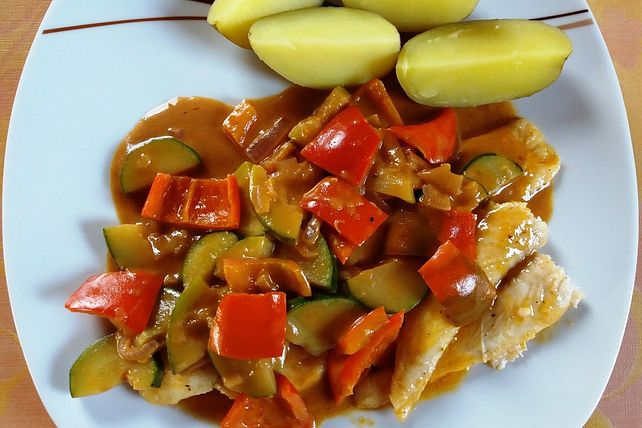 Pangasiusfilet mit Zucchini-Paprika-Gemüse von Backen63| Chefkoch