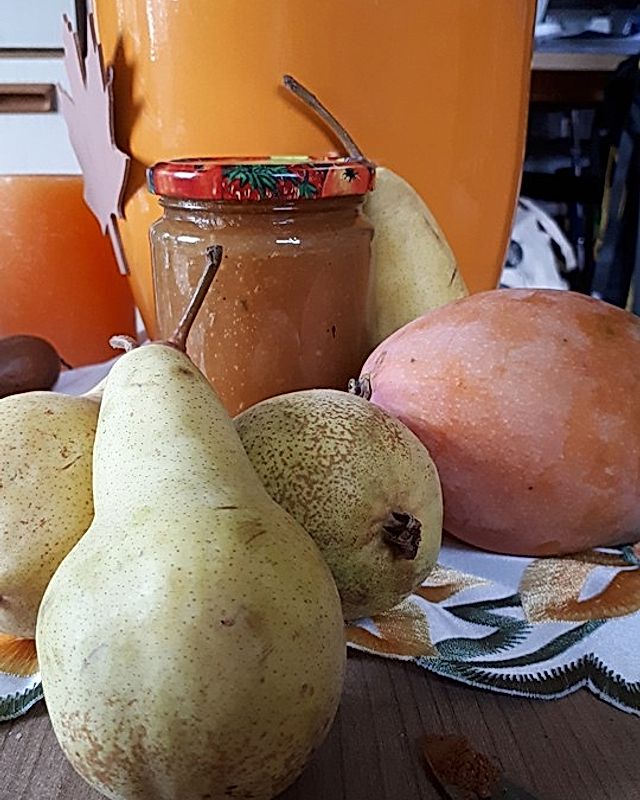 Mango-Birnen-Marmelade mit Lebkuchengewürz