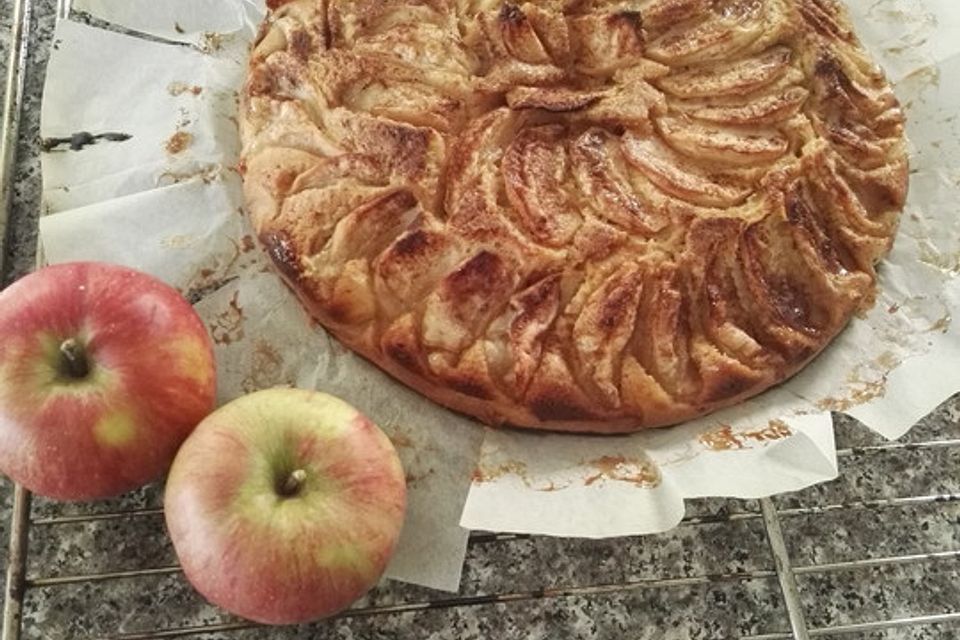 Apfelkuchen mit Dinkelmehl und Rohrohr- sowie Kokosblütenzucker