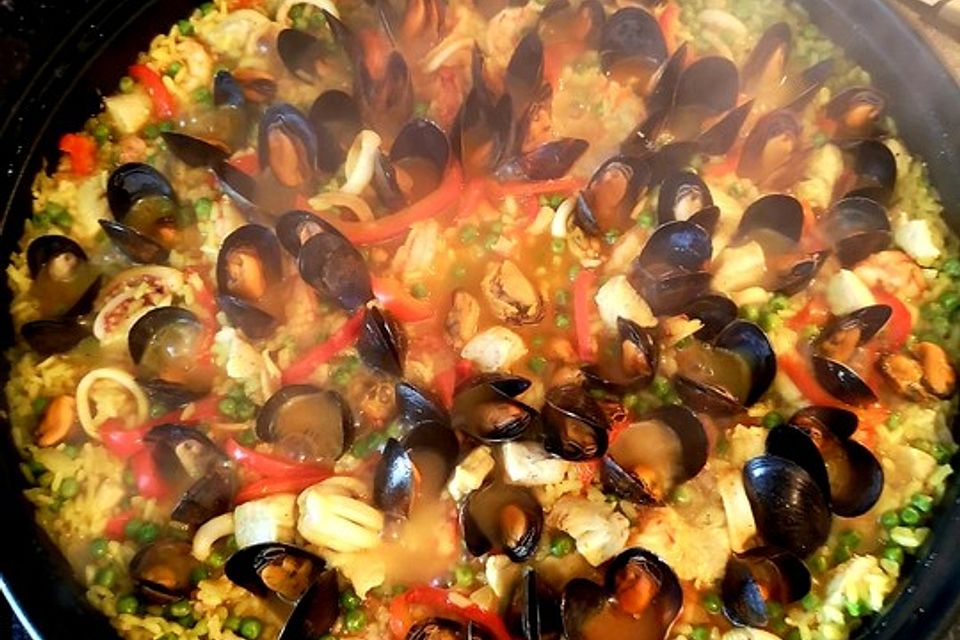 Paella mit Meeresfrüchten