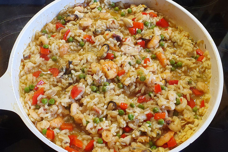 Paella mit Meeresfrüchten