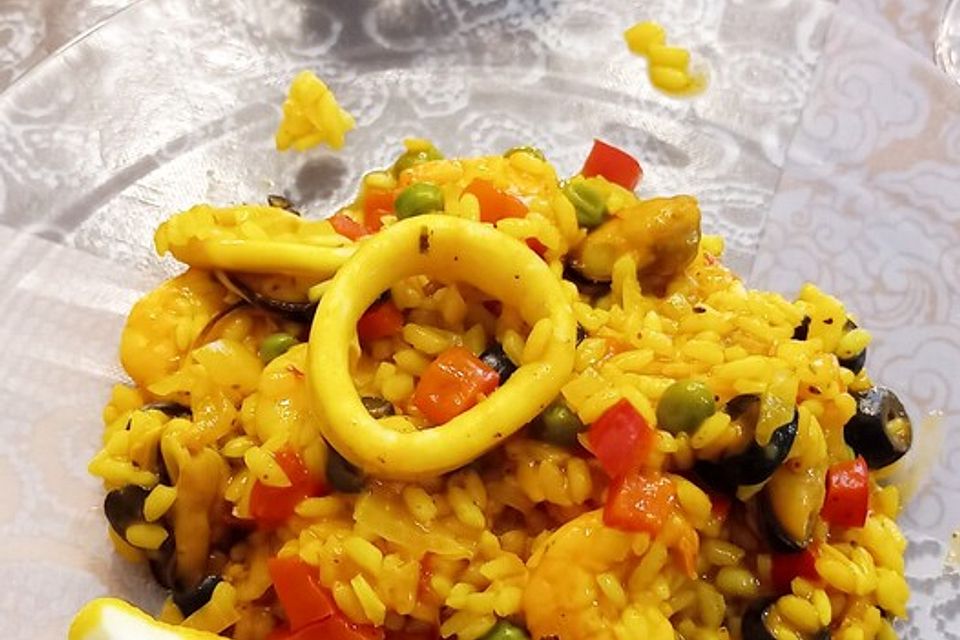 Paella mit Meeresfrüchten