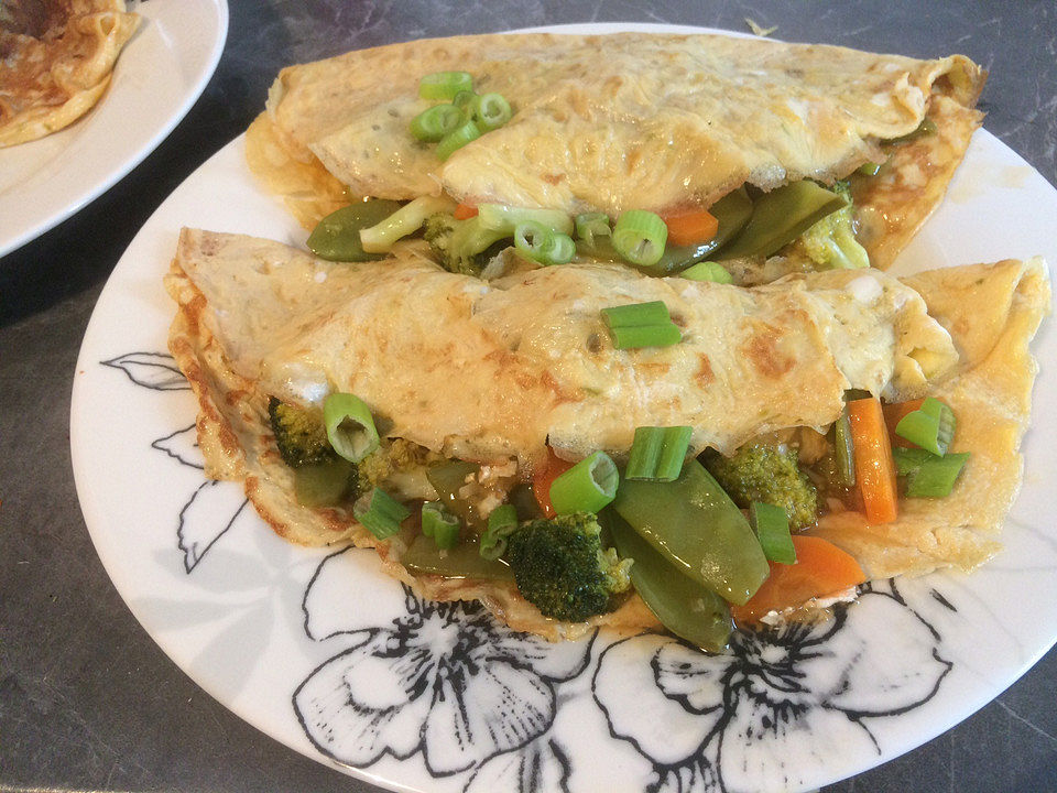 Tamago-Style-Pfannkuchen mit süß-saurem Gemüse von Astrophila| Chefkoch