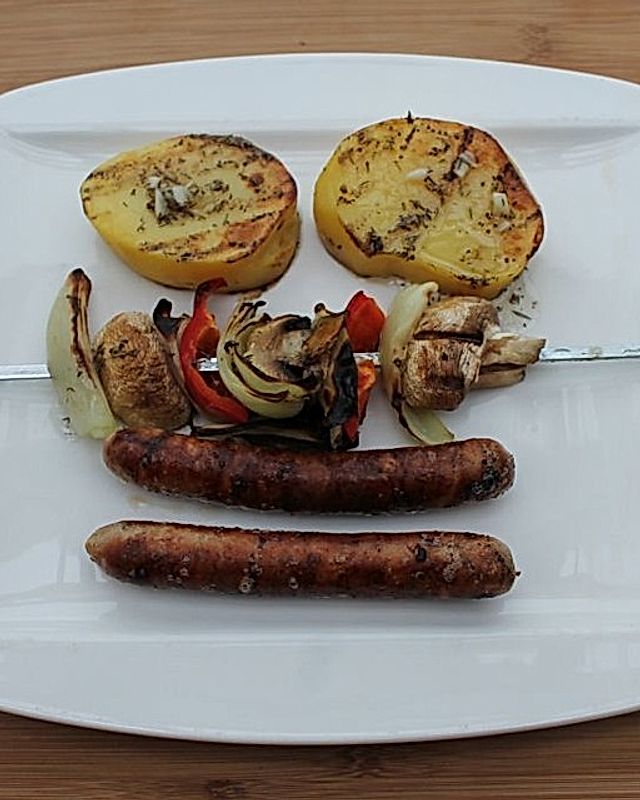 Champignon-Paprika-Zwiebel-Grillspieße