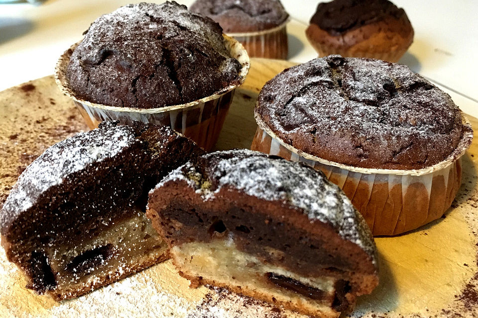 Winterliche Schoko-Muffins - Triple Layer