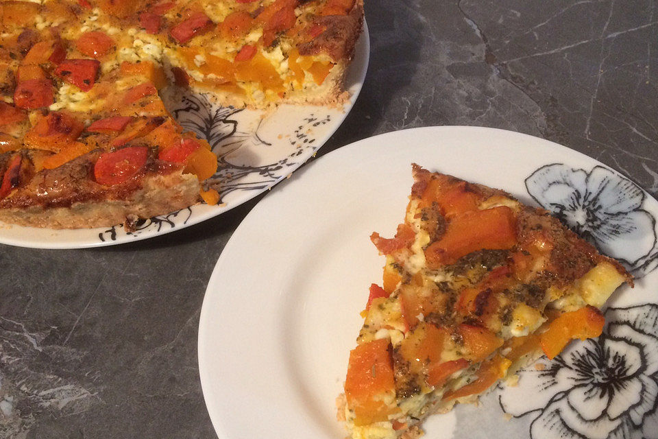 Hokkaido-Frischkäse-Quiche mit glutenfreiem Mürbteig