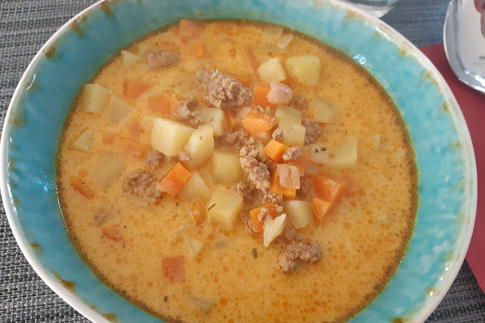 Gemüsesuppe mit Hackfleisch