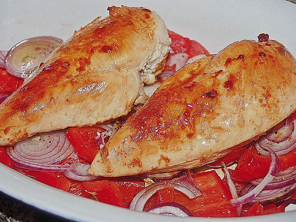 Hähnchenbrust auf Paprika überbacken von Stefanie1967| Chefkoch