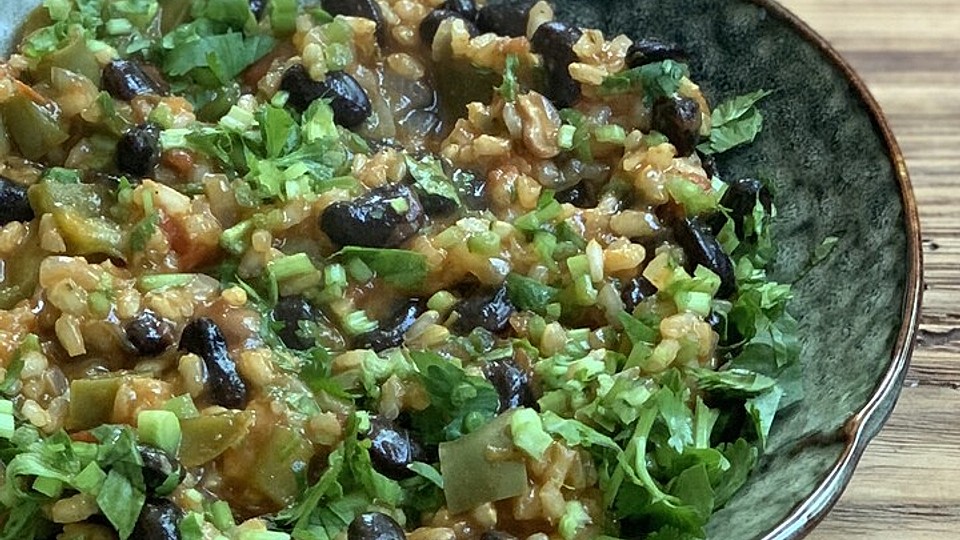 Kubanischer schwarzer Bohnenreis - Arroz Congris-image