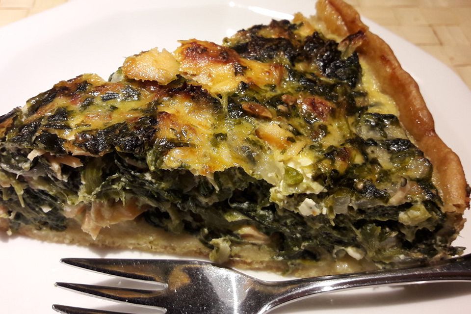 Quiche mit Stremellachs und Spinat