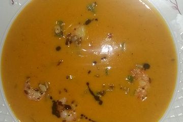 Hokkaido Susskartoffel Suppe Mit Kokosmilch Und Gebratenen Garnelen Von Hoeremal Chefkoch 
