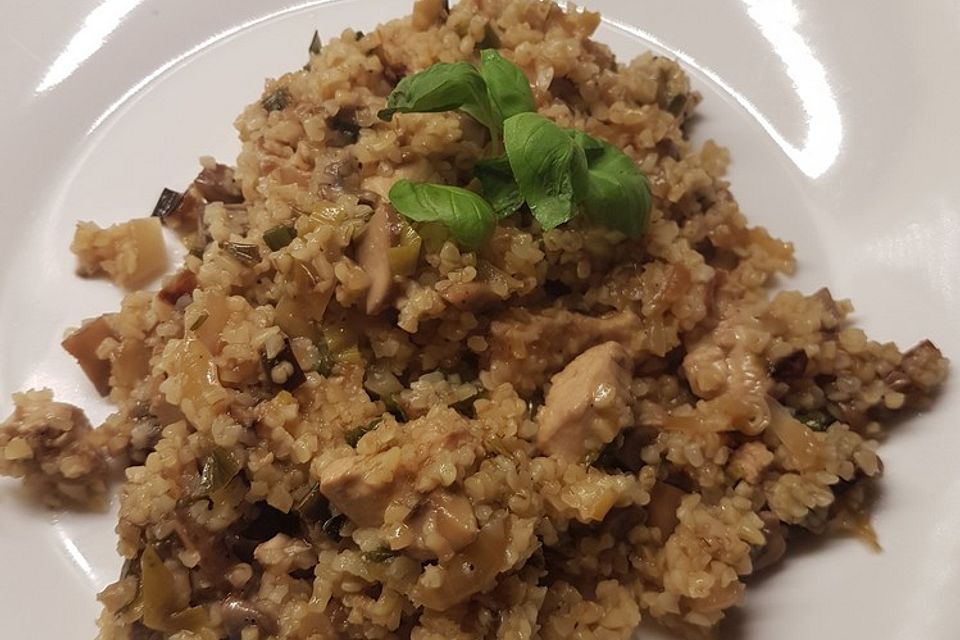 Bulgur Pilz-Hähnchen Pfanne