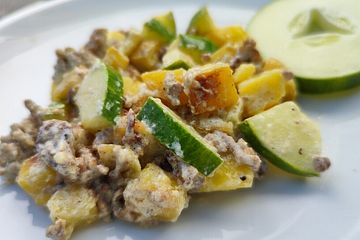 Gurke-Kartoffel-Hackfleisch-Pfanne