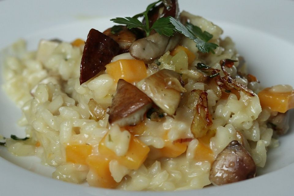 Steinpilz-Risotto mit Kürbis