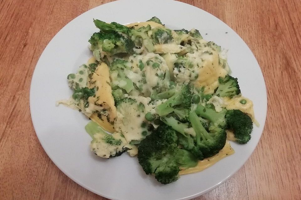 Frittata aus dem Ofen mit Brokkoli und Pilzen