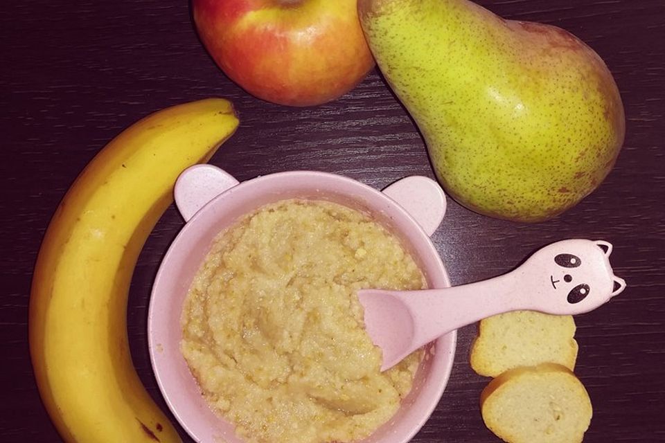 Nachmittagsbrei Dinkel-Zwieback mit Apfel und Birne