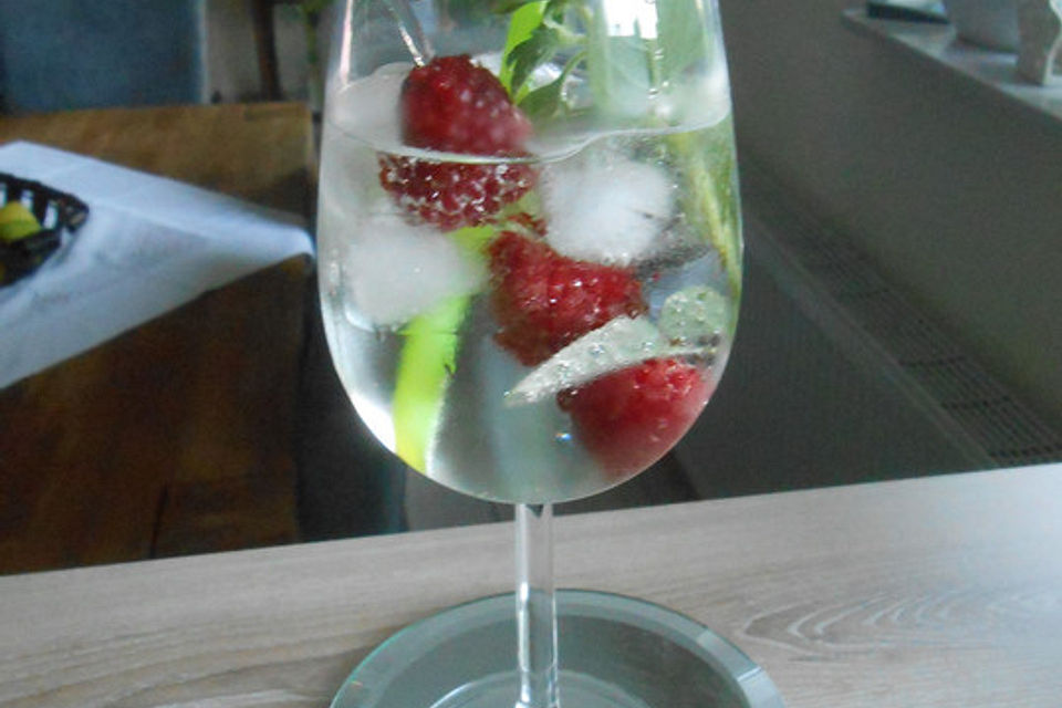 Gin Tonic Rasp and Basil