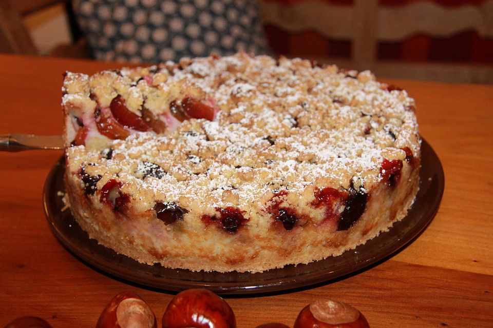 Zwetschgen-Streuselkuchen mit Pudding