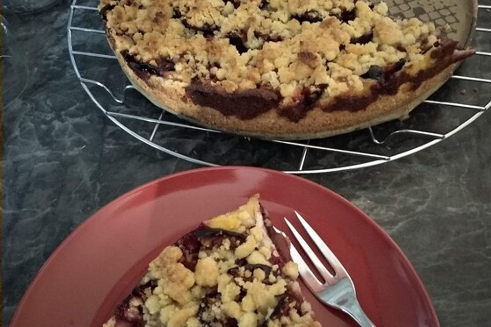 Zwetschgen-Streuselkuchen mit Pudding