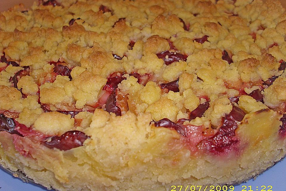 Zwetschgen-Streuselkuchen mit Pudding