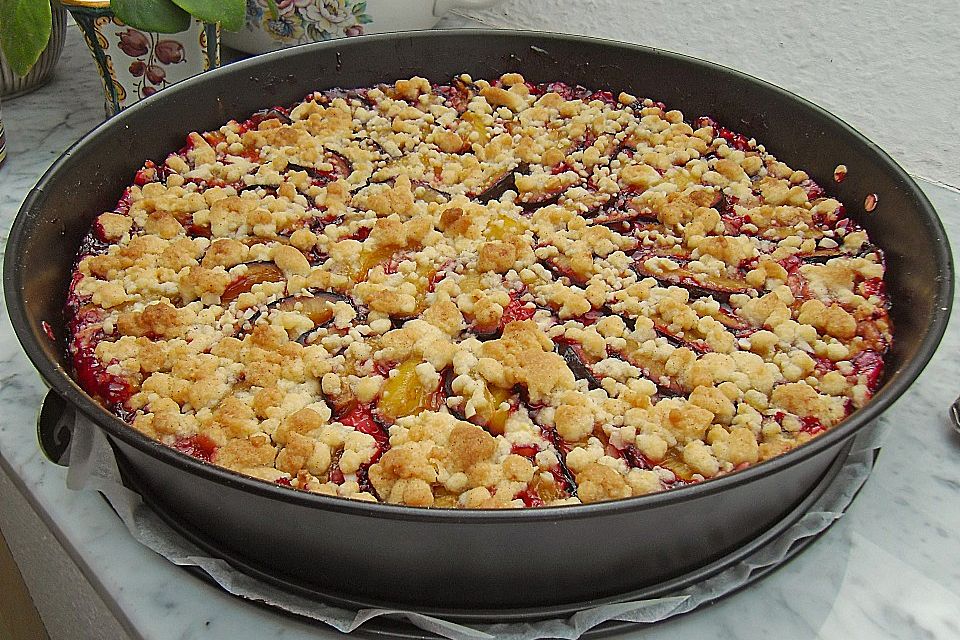 Zwetschgen-Streuselkuchen mit Pudding