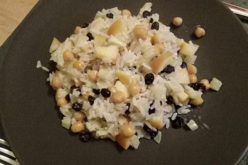 Reispfanne mit Kichererbsen und Fenchel
