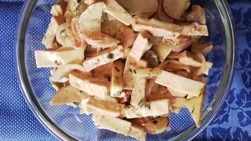 Käse-Wurst-Salat mit Dressing von zweierlei Senf von Weisswurst