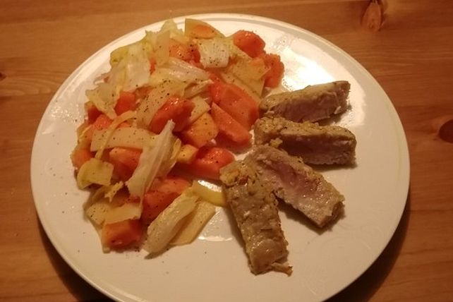 Mariniertes Thunfischsteak Mit Warmem Salat Von Tinal03 Chefkoch